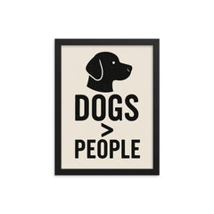 Dogs People framed print on a plain backdrop in size 12"x16".