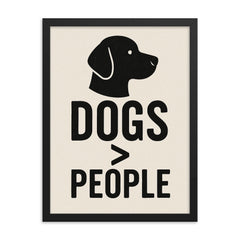 Dogs People framed print on a plain backdrop in size 18"x24".