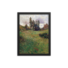 Dogs Running Through a Field by Paul Gauguin, 1888 framed print on a plain backdrop in size 12"x16".