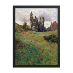 Dogs Running Through a Field by Paul Gauguin, 1888 framed print on a plain backdrop in size 18"x24".