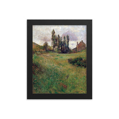 Dogs Running Through a Field by Paul Gauguin, 1888 framed print on a plain backdrop in size 8"x10".