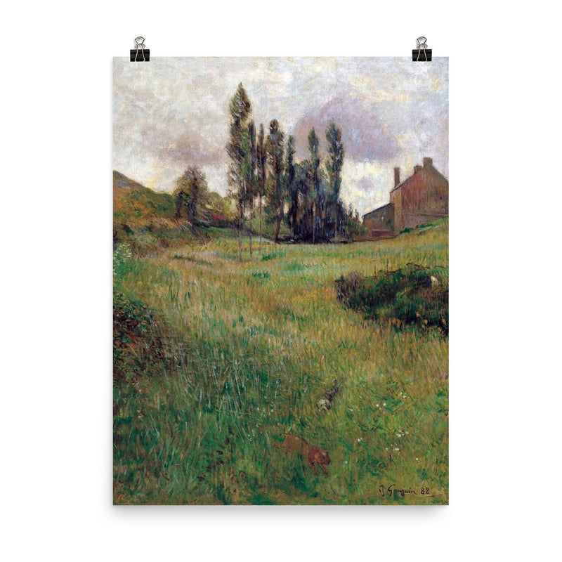Dogs Running Through a Field by Paul Gauguin, 1888 poster on a plain backdrop in size 8