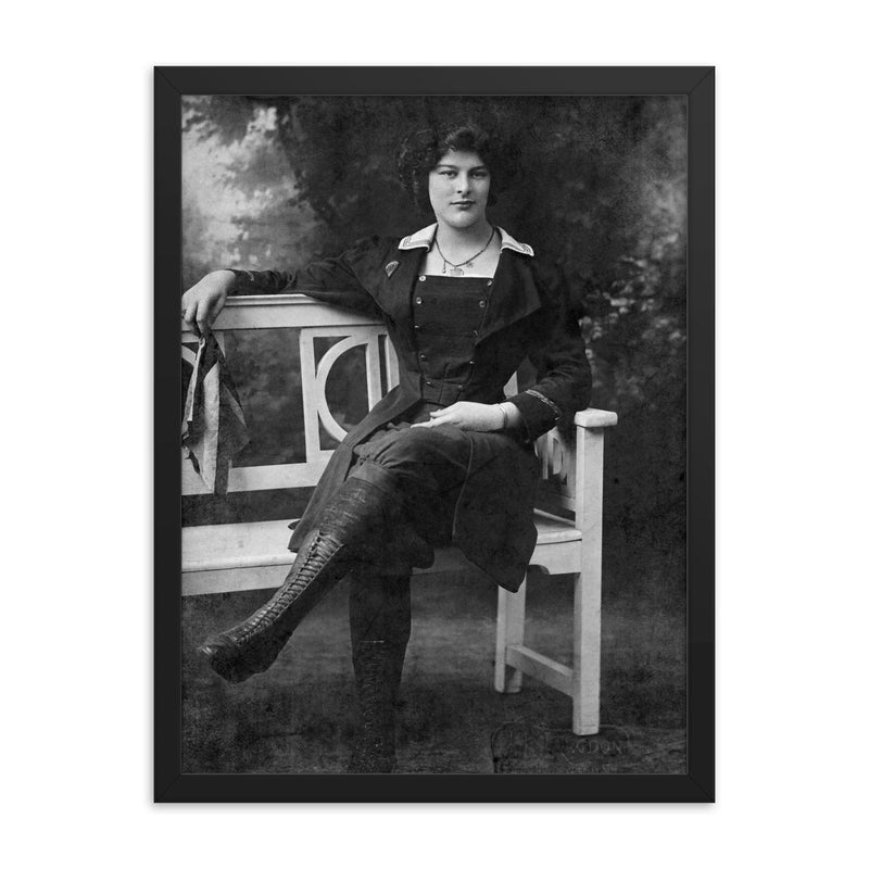 Dolly Shepherd framed print on a plain backdrop in size 18