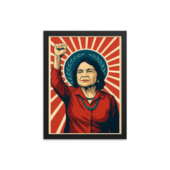 Dolores Huerta framed print on a plain backdrop in size 12"x16".
