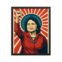 Dolores Huerta framed print on a plain backdrop in size 16"x20".