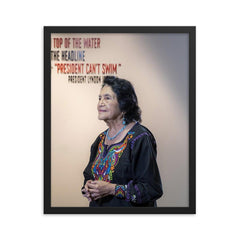 Dolores Huerta framed print on a plain backdrop in size 16"x20".