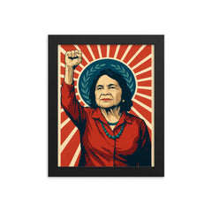 Dolores Huerta framed print on a plain backdrop in size 8"x10".