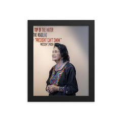 Dolores Huerta framed print on a plain backdrop in size 8"x10".