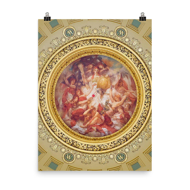 Dome of the Wisconsin State Capitol by Edwin Blashfield, 1917 poster on a plain backdrop in size 8