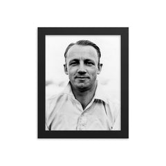 Donald Bradman framed print on a plain backdrop in size 8"x10".