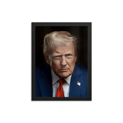 Donald Trump official second term portrait framed print on a plain backdrop in size 12"x16".