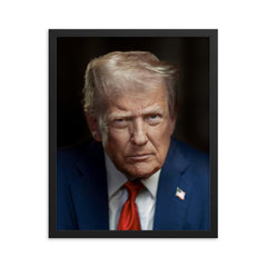 Donald Trump official second term portrait framed print on a plain backdrop in size 16"x20".