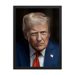 Donald Trump official second term portrait framed print on a plain backdrop in size 18"x24".