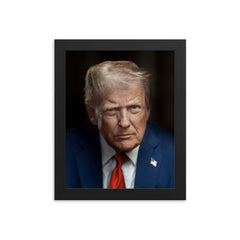 Donald Trump official second term portrait framed print on a plain backdrop in size 8"x10".