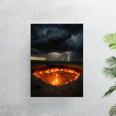 Door to Hell crater beneath storm clouds poster 7