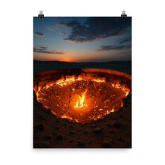 Door to Hell Darvaza Turkmenistan poster on a plain backdrop in size 8"x10".