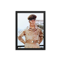 Douglas MacArthur framed print on a plain backdrop in size 12"x16".
