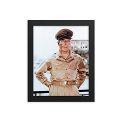 Douglas MacArthur framed print on a plain backdrop in size 8"x10".