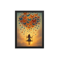 Dreamflight on Butterfly Wings framed print on a plain backdrop in size 12"x16".