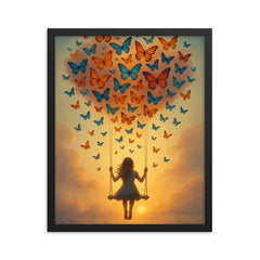 Dreamflight on Butterfly Wings framed print on a plain backdrop in size 16"x20".