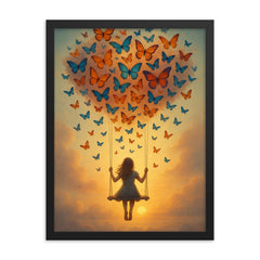 Dreamflight on Butterfly Wings framed print on a plain backdrop in size 18"x24".