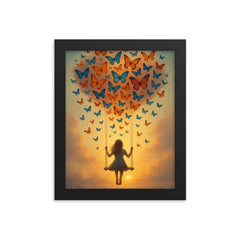 Dreamflight on Butterfly Wings framed print on a plain backdrop in size 8"x10".