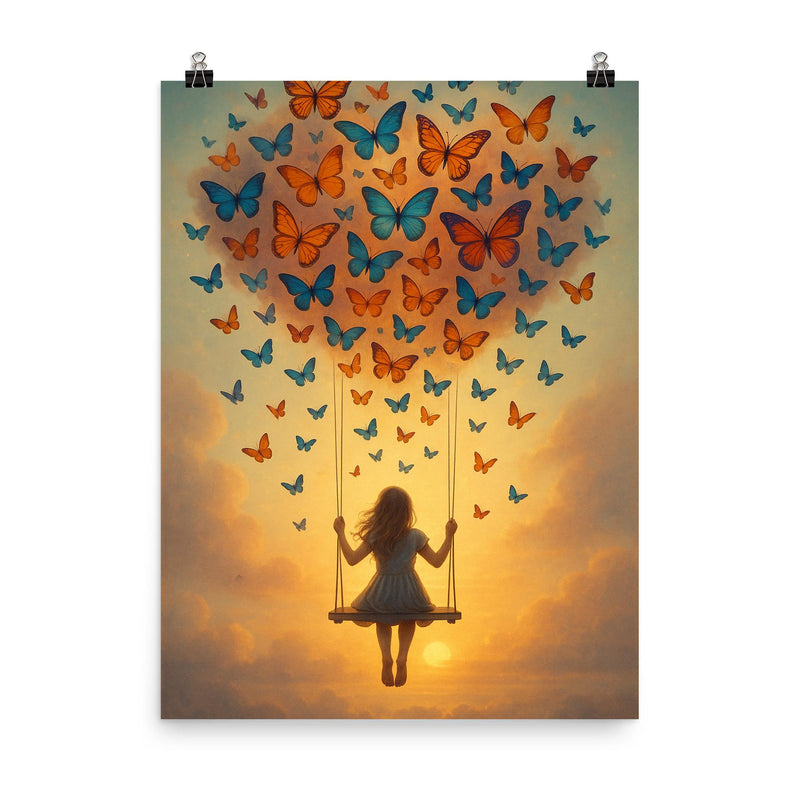 Dreamflight on Butterfly Wings poster on a plain backdrop in size 8