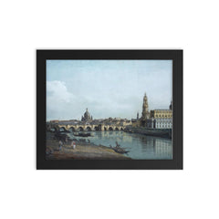 Dresden from the Right Bank of the Elbe Below the Augustus Bridge by Bernardo Bellotto, 1748 framed print on a plain backdrop in size 8"x10".