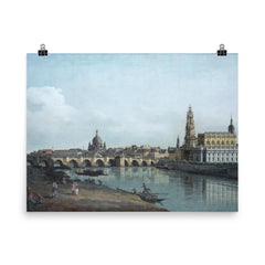 Dresden from the Right Bank of the Elbe Below the Augustus Bridge by Bernardo Bellotto, 1748 poster on a plain backdrop in size 8"x10".