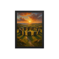Drombeg Stone Circle Ireland framed print on a plain backdrop in size 12"x16".