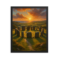 Drombeg Stone Circle Ireland framed print on a plain backdrop in size 16"x20".
