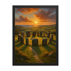 Drombeg Stone Circle Ireland framed print on a plain backdrop in size 18"x24".