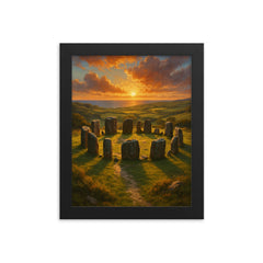 Drombeg Stone Circle Ireland framed print on a plain backdrop in size 8"x10".