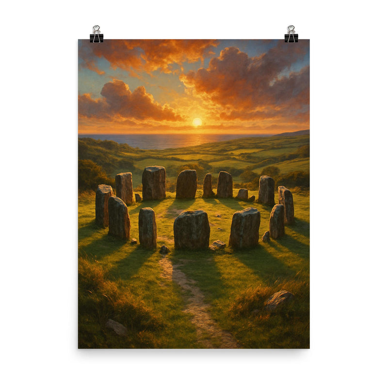 Drombeg Stone Circle Ireland poster on a plain backdrop in size 8