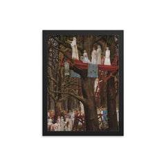 Druids Cutting the Mistletoe by Henri Paul Motte framed print on a plain backdrop in size 12"x16".