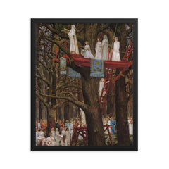 Druids Cutting the Mistletoe by Henri Paul Motte framed print on a plain backdrop in size 16"x20".