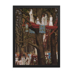 Druids Cutting the Mistletoe by Henri Paul Motte framed print on a plain backdrop in size 18"x24".