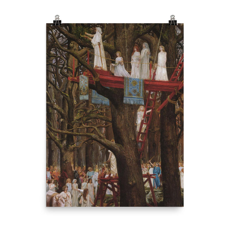 Druids Cutting the Mistletoe by Henri Paul Motte poster on a plain backdrop in size 8