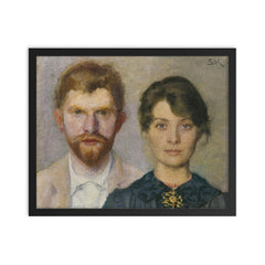 Dual Portrait of Marie and P. S. Krøyer, 1890 framed print on a plain backdrop in size 16"x20".