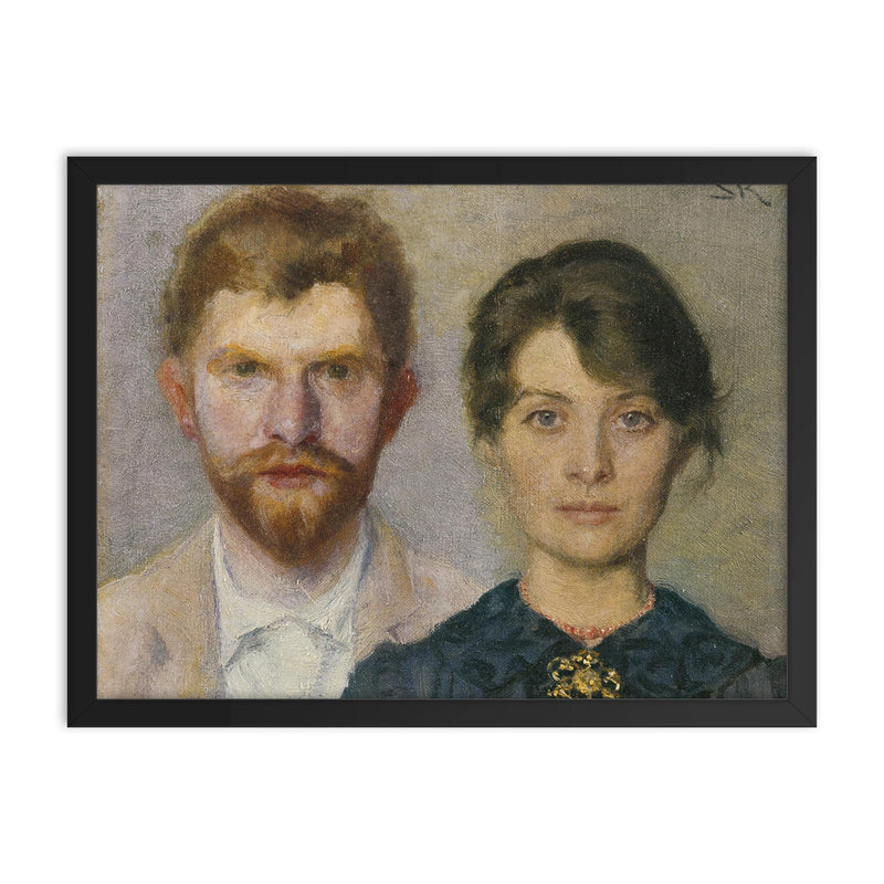 Dual Portrait of Marie and P. S. Krøyer, 1890 framed print on a plain backdrop in size 18