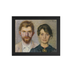 Dual Portrait of Marie and P. S. Krøyer, 1890 framed print on a plain backdrop in size 8"x10".