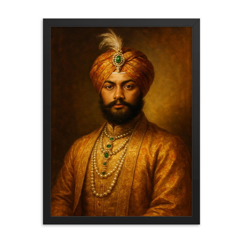 Duleep Singh framed print on a plain backdrop in size 18