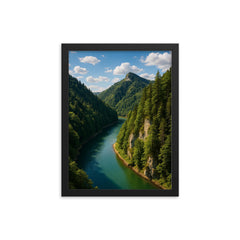 Dunajec River Gorge Pieniny Poland framed print on a plain backdrop in size 12"x16".