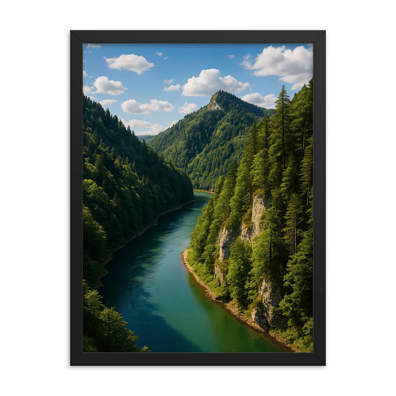 Dunajec River Gorge Pieniny Poland framed print on a plain backdrop in size 18
