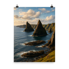 Duncansby Sea Stacks Scotland poster on a plain backdrop in size 8"x10".