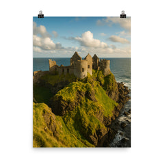 Dunluce Castle Northern Ireland poster on a plain backdrop in size 8"x10".