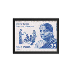 Durgabai Deshmukh framed print on a plain backdrop in size 12"x16".