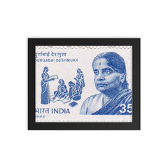 Durgabai Deshmukh framed print on a plain backdrop in size 8"x10".