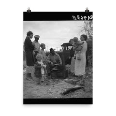 Dust Bowl refugees along highway near Bakersfield, California by Dorothea Lange poster on a plain backdrop in size 8"x10".