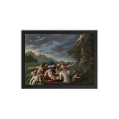 Dutch Death of Hero and Leander by David II Teniers framed print on a plain backdrop in size 12"x16".